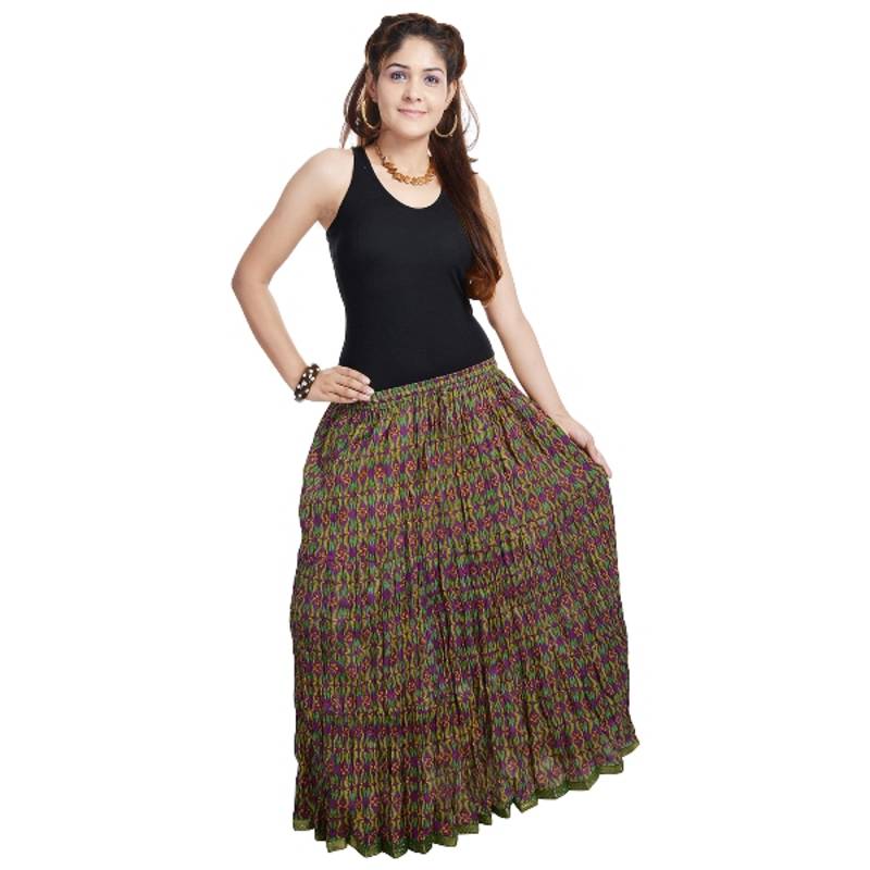 Multicolour Designer Girls Cotton Full Skirt