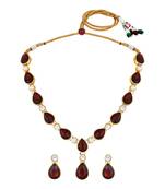 Stefan gold plated kundan & crystal traditional necklace set for women (cj4001mrn)