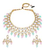 Stefan light gold plated multicolor kundan traditional choker necklace set for women (cj4002pb)