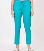 Satrangi women's viscose ribbed lycra rama solid slim fit pant