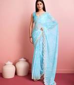 Sky Blue Printed Saree