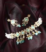 Multicolour Necklace Set with Pink and Green Stones