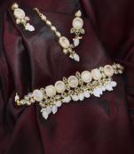 Multicoloured Kundan Necklace Set With Earrings And Maang Tikka