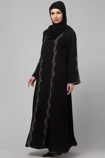 Black Kashibo Resham Embroidered Abaya