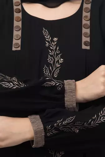 Black Kashibo Threadwork Kaftan