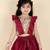 Kids farm girls maroon sleeveless silk floral printed & lace embellished crop top & dhoti set