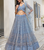 Amazing Light Blue Sequins Embroidery Work Lehenga Choli With Dupatta 