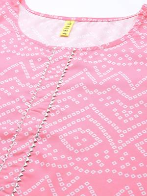 pink color printed poly crepe fancy kurta with palazzo set 2