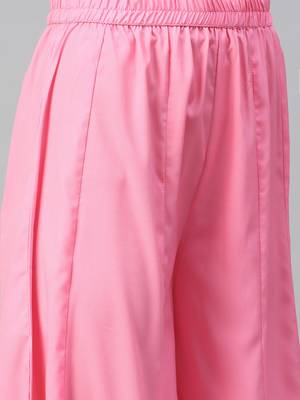 pink color printed poly crepe fancy kurta with palazzo set 5
