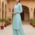 turquoise blue color printed poly crepe fancy kurta with palazzo set
