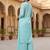 turquoise blue color printed poly crepe fancy kurta with palazzo set