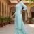 turquoise blue color printed poly crepe fancy kurta with palazzo set