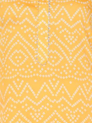 Yellow Crepe Bandhani Kurta Set for Women 2