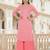 coral color printed poly crepe fancy kurta with palazzo set