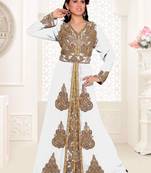 Off-White color luxurious Full Sleeves Handmade Moroccan Kaftan with hijjab