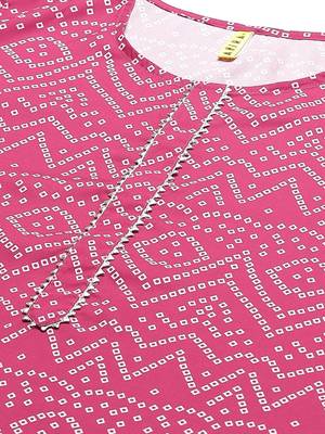 magenta color printed poly crepe fancy kurta with palazzo set 2