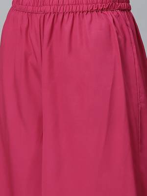 magenta color printed poly crepe fancy kurta with palazzo set 5