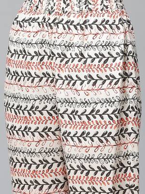 off white color printed poly crepe fancy kurta with trouser set 5