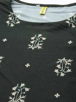 Ahika green color ethnic motifs printed poly crepe fancy kurta with trouser set 2