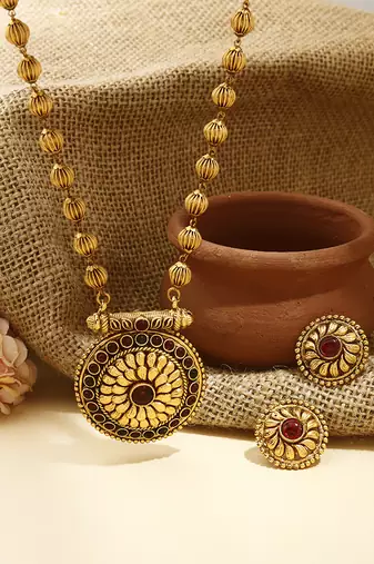 Traditional Gold-Plated Reversible Temple Jewellery Set