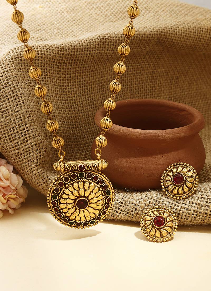 Traditional Gold-Plated Reversible Temple Jewellery Set