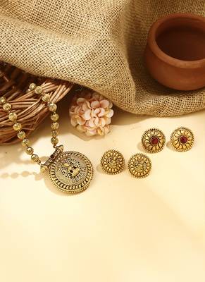 Traditional Gold-Plated Reversible Temple Jewellery Set 4