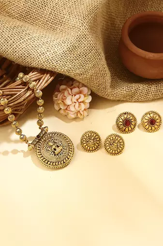 Traditional Gold-Plated Reversible Temple Jewellery Set