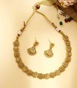 Laxmi Motif Gold Plated Necklace Set