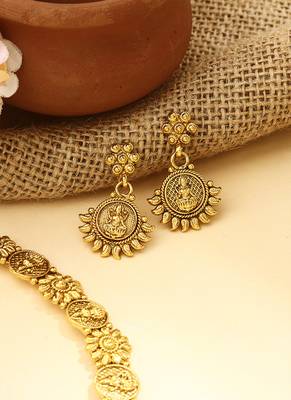 Laxmi Motif Gold Plated Necklace Set 3