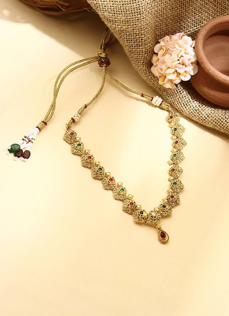 Gold Plated Necklace Set with Earrings