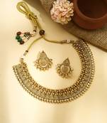 Heavy Gold Plated Necklace Set With Intricate Design