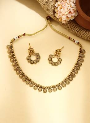 Gold Plated Necklace Set with Round Shape Design 1