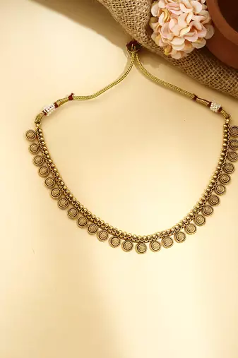 Gold Plated Necklace Set with Round Shape Design