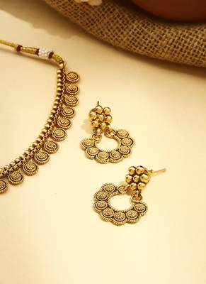 Gold Plated Necklace Set with Round Shape Design 3