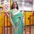 Kimisha Women'S Turquoise Silk Woven Saree With Unstitched Blouse Piece