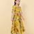 girls yellow half sleeves cotton printed & lace embellished flared ethnic dress