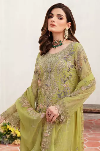 Pista embroidered faux georgette salwar suit