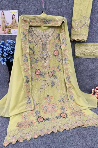Pista embroidered faux georgette salwar suit