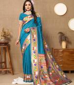 Vedant Vastram Women'S Rama Color Paithani Silk Blend Saree 