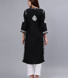 hand embroidered black muslin lucknowi chikan kurta