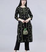 hand embroidered black cotton lucknowi chikan kurta