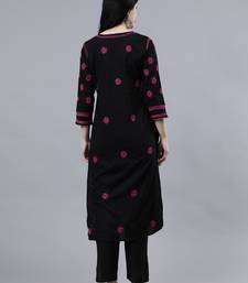hand embroidered black cotton lucknowi chikan kurta