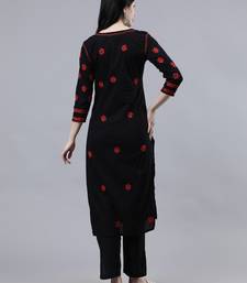 hand embroidered black cotton lucknowi chikan kurta
