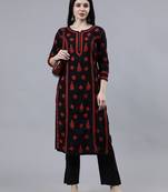 hand embroidered black cotton lucknowi chikan kurta