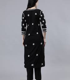 hand embroidered black cotton lucknowi chikan kurta