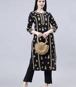 hand embroidered black cotton lucknowi chikan kurta