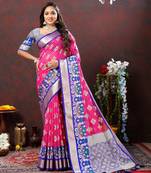 Vedant Vastram Women'S Rani Pink Color Kanjeevaram Patola Silk Blend Saree 