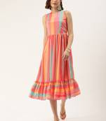 Ethnovog ready to wear multicolor print  chinon dress