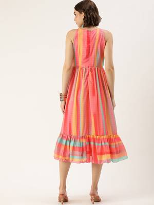 Ethnovog ready to wear multicolor print  chinon dress 2