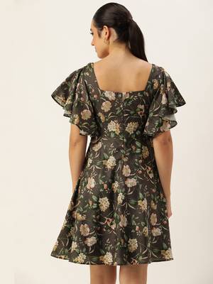 Ethnovog ready to wear grey printed cotton dress 2